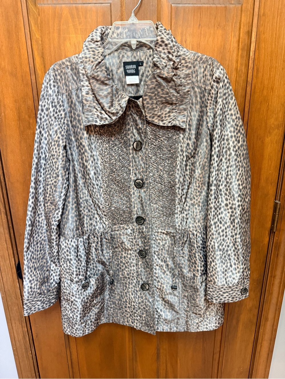 Sharon Young Brown Leopard-Print Trench Coat